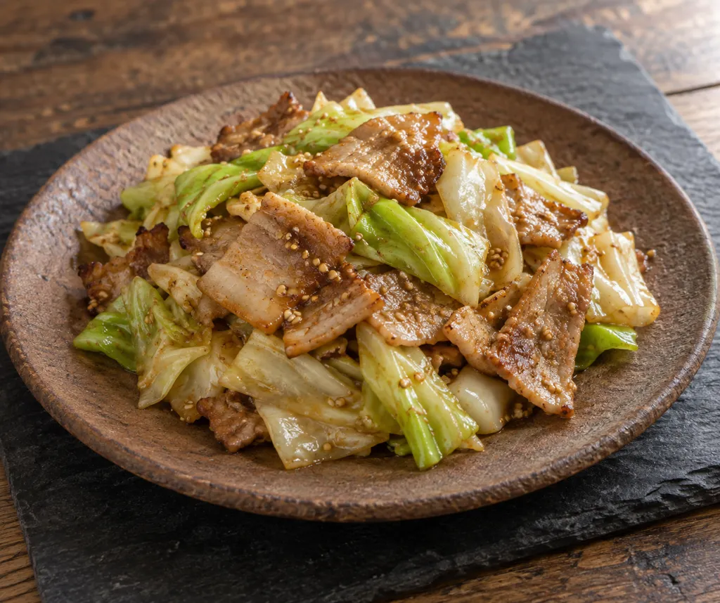 豚バラ肉とキャベツのさっぱりごま炒めの完成イメージ
