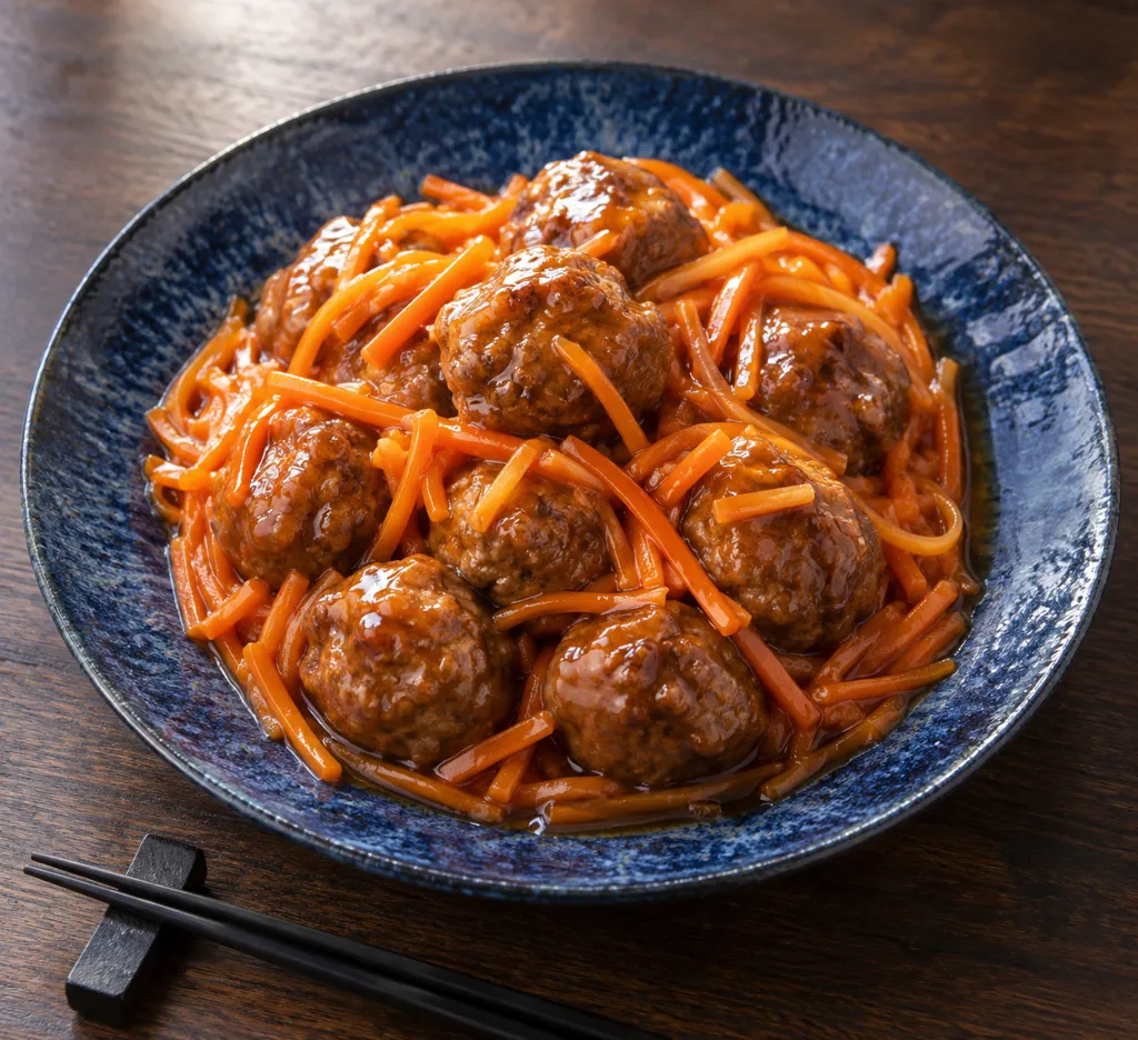 にんじんの甘酢肉団子の完成イメージ