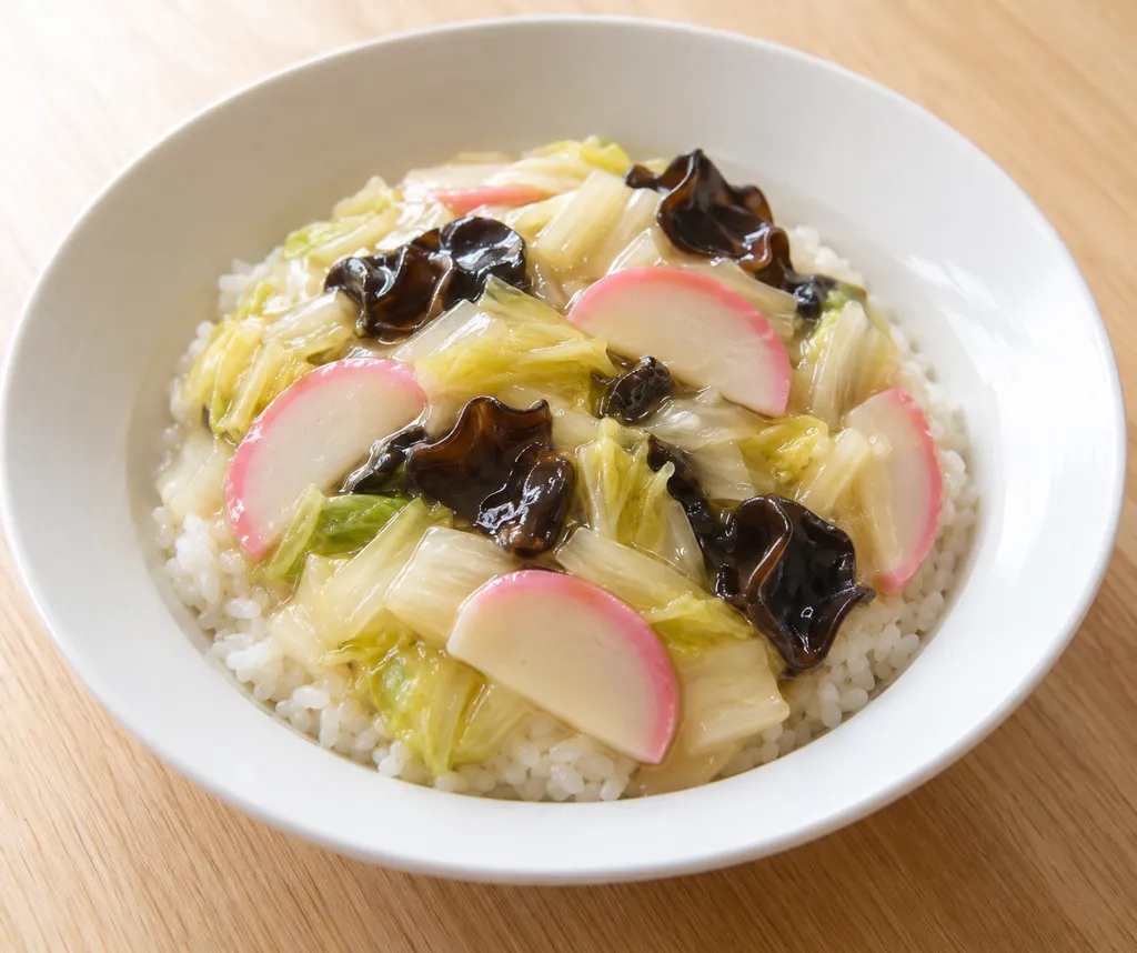 かまぼこと白菜の中華丼の完成イメージ