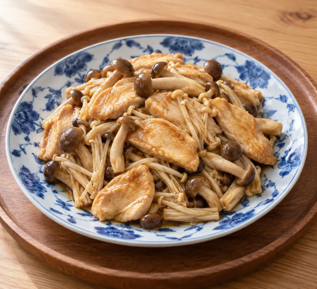 鶏むね肉としめじの醤油炒めの完成イメージ