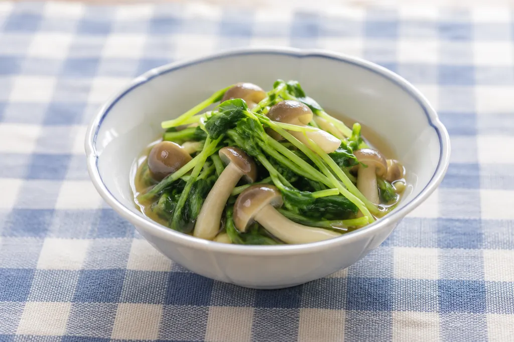 豆苗としめじのレンジ煮びたしの完成イメージ