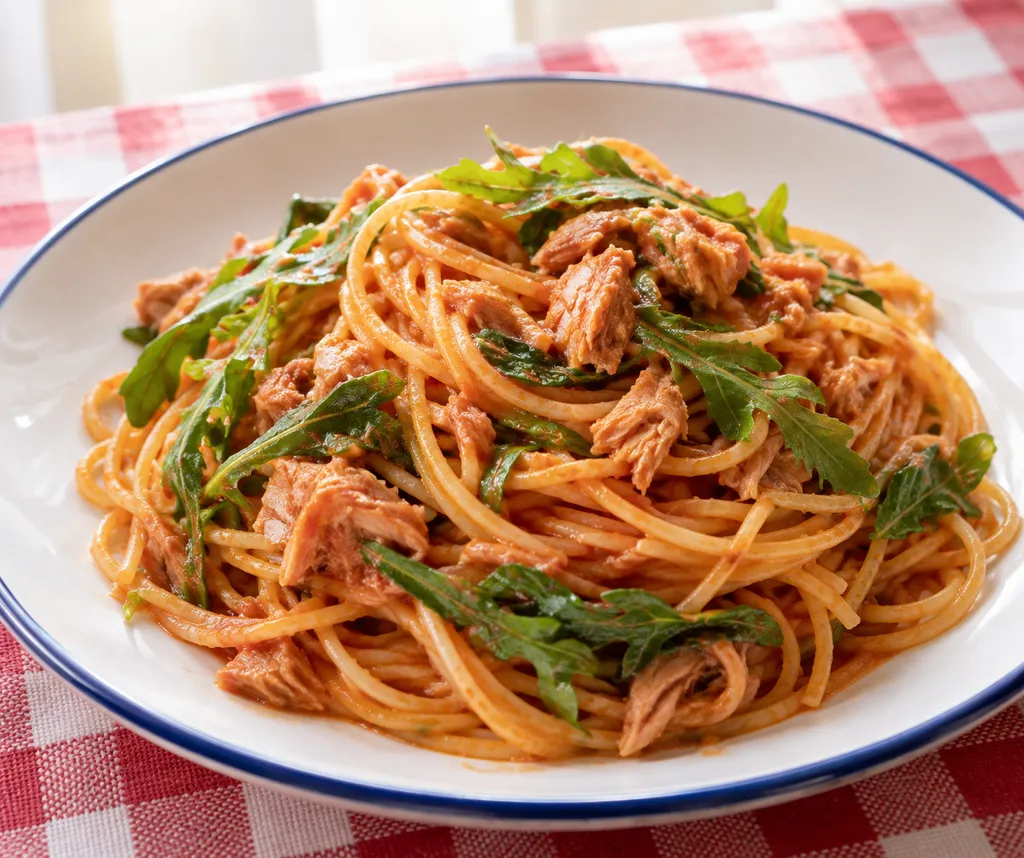 ツナとルッコラのケチャップパスタの完成イメージ
