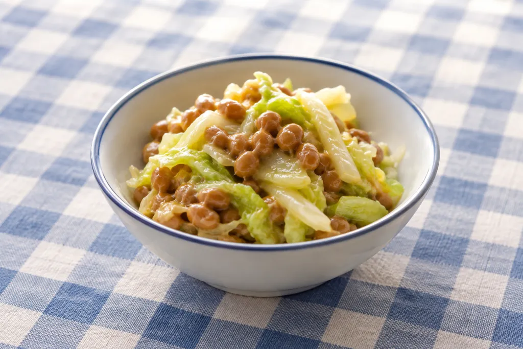 納豆とキャベツの甘辛和えの完成イメージ