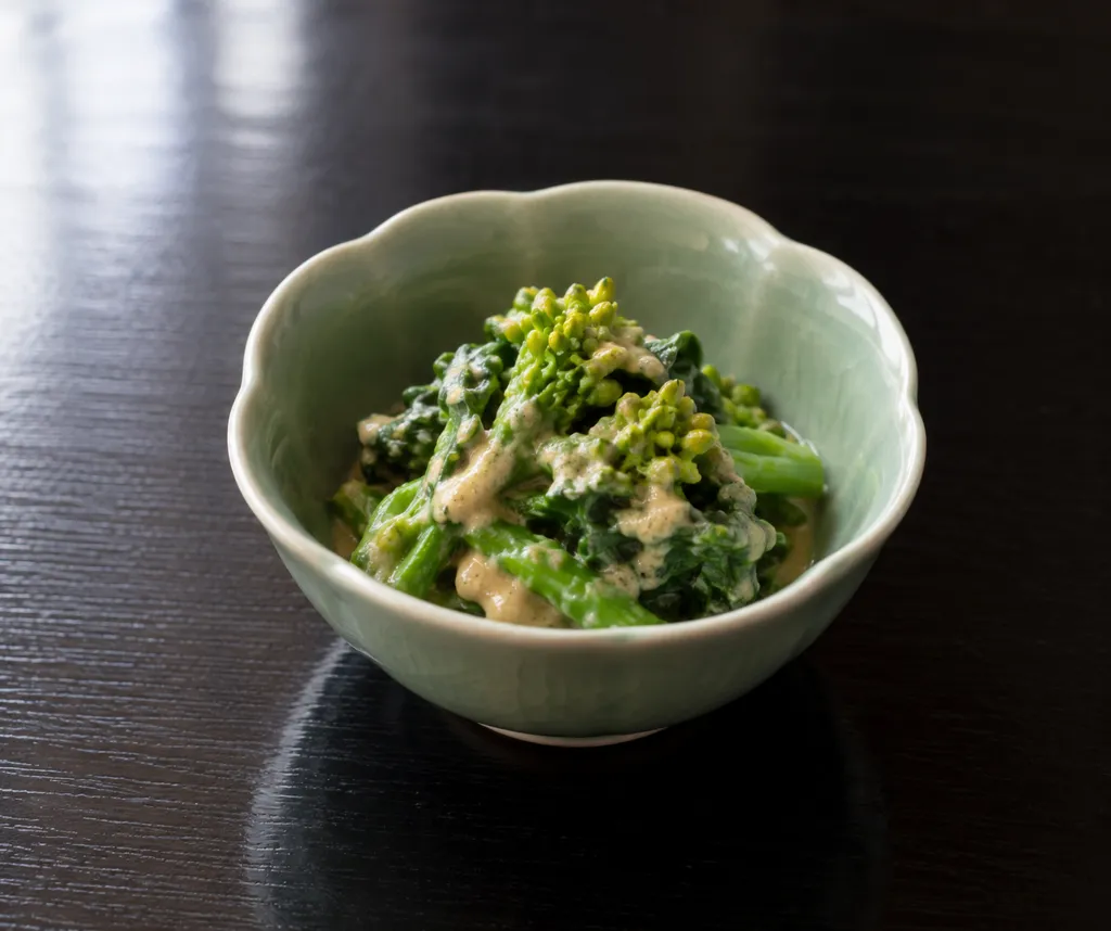 菜の花と練りごまの中華ごま味噌和えの完成イメージ
