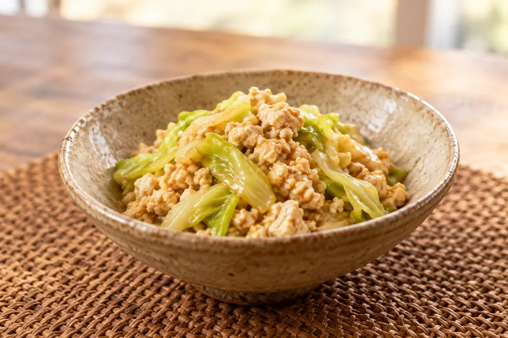 豆腐とキャベツの味噌そぼろの完成イメージ