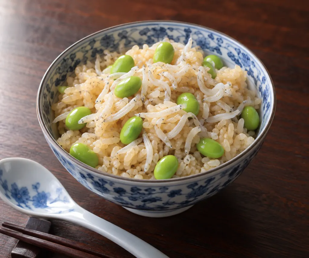 しらすと枝豆の中華炊き込みご飯の完成イメージ