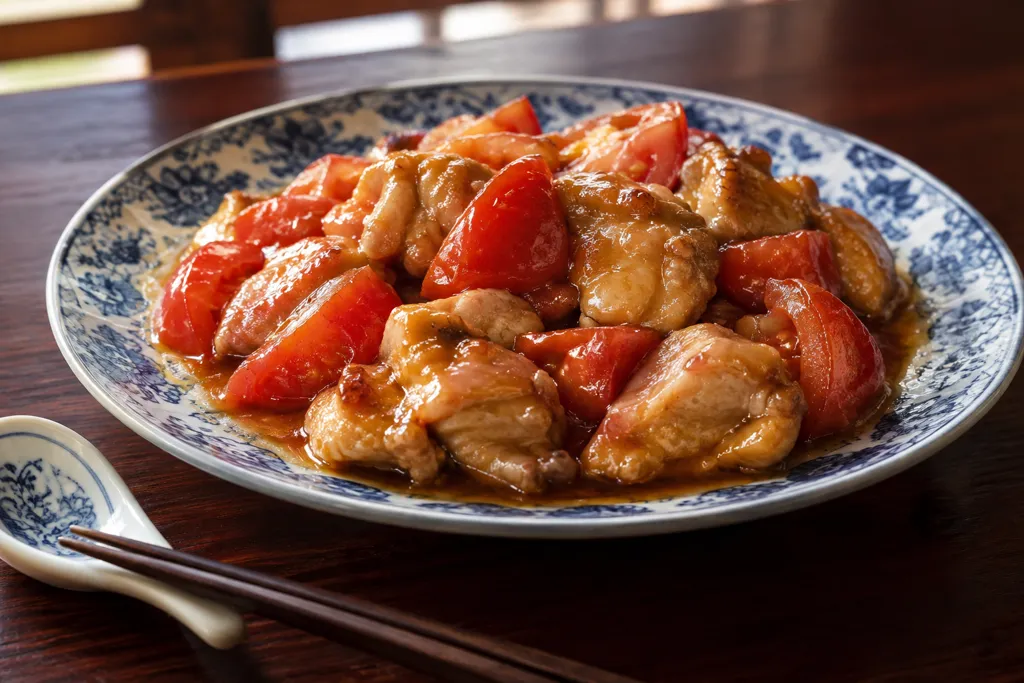 鶏もも肉とトマトの中華レモン鶏の完成イメージ