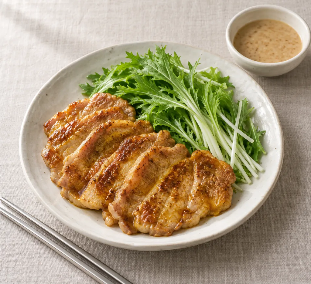 豚ロースと水菜のサテ風ごまだれ焼きの完成イメージ