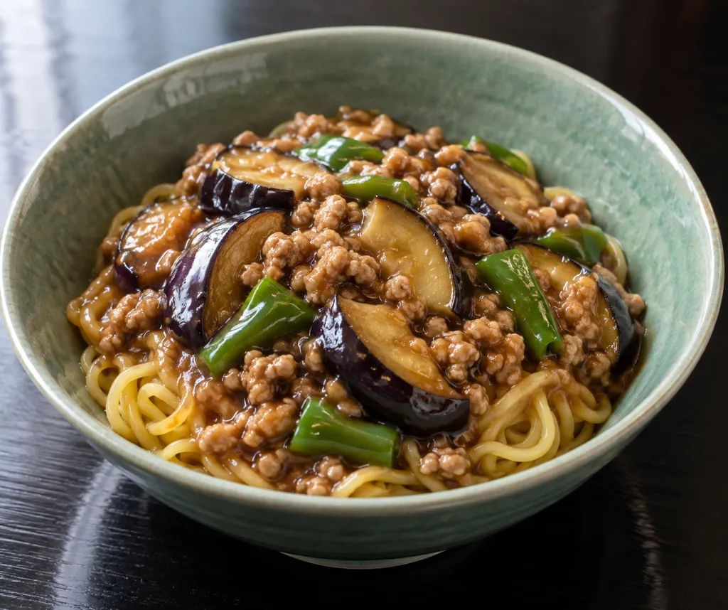 豚ひき肉となすの中華あんかけ麺の完成イメージ