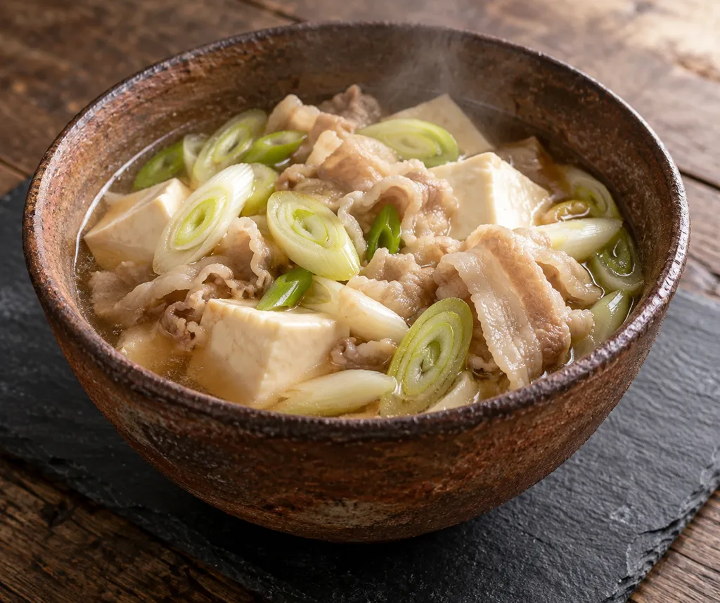 豚バラ肉とねぎの肉豆腐の完成イメージ