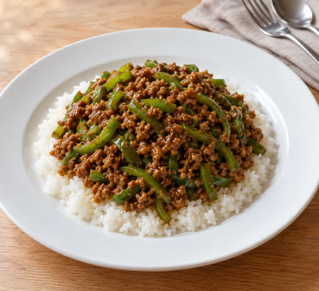 豚ひき肉とピーマンのドライカレーの完成イメージ