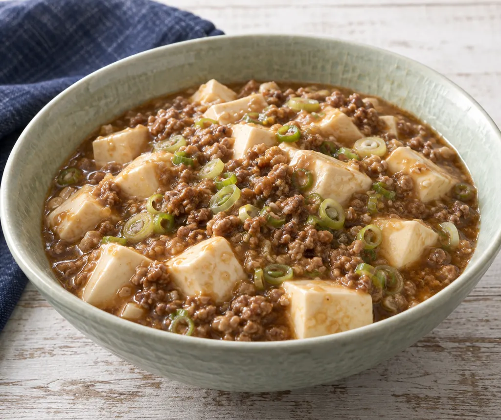 合いびき肉とねぎの麻婆豆腐の完成イメージ