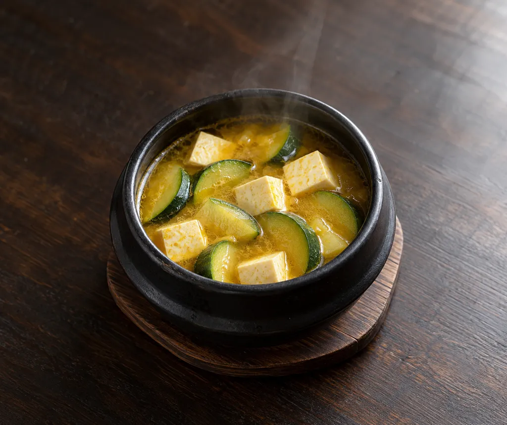 ズッキーニと豆腐のカレー野菜汁の完成イメージ
