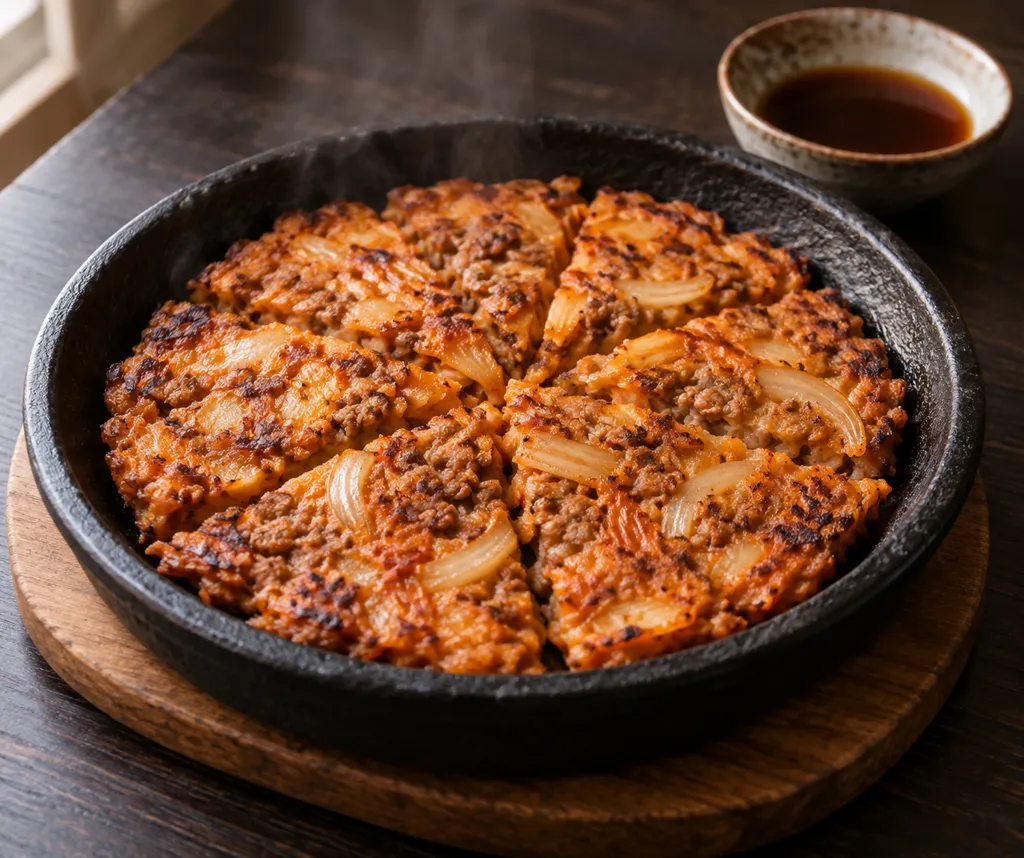 豚ひき肉と玉ねぎのキムチチヂミの完成イメージ