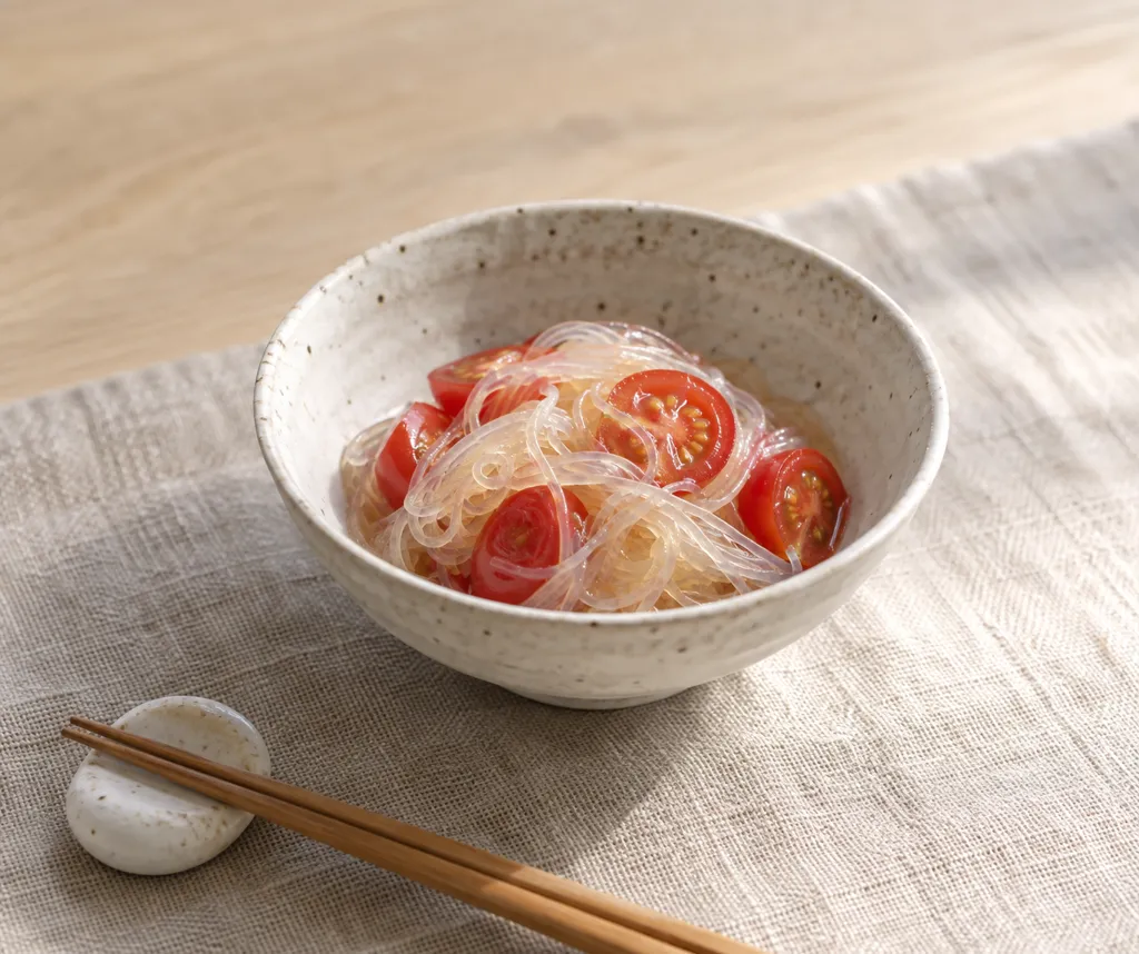 春雨とミニトマトの酢の物の完成イメージ