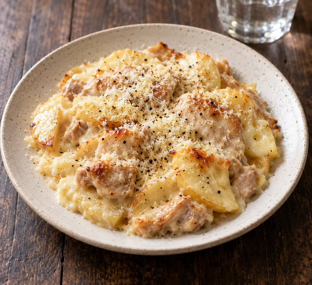 時短鶏もも肉とじゃがいものチーズ焼きの完成イメージ
