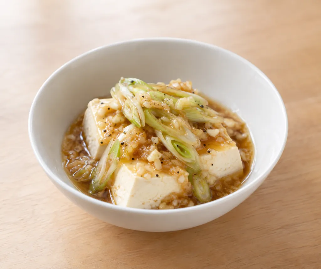 木綿豆腐とねぎの中華だれがけの完成イメージ