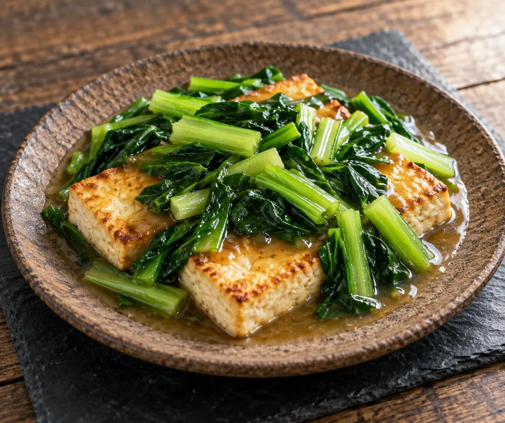 豆腐と小松菜のだしあんステーキの完成イメージ