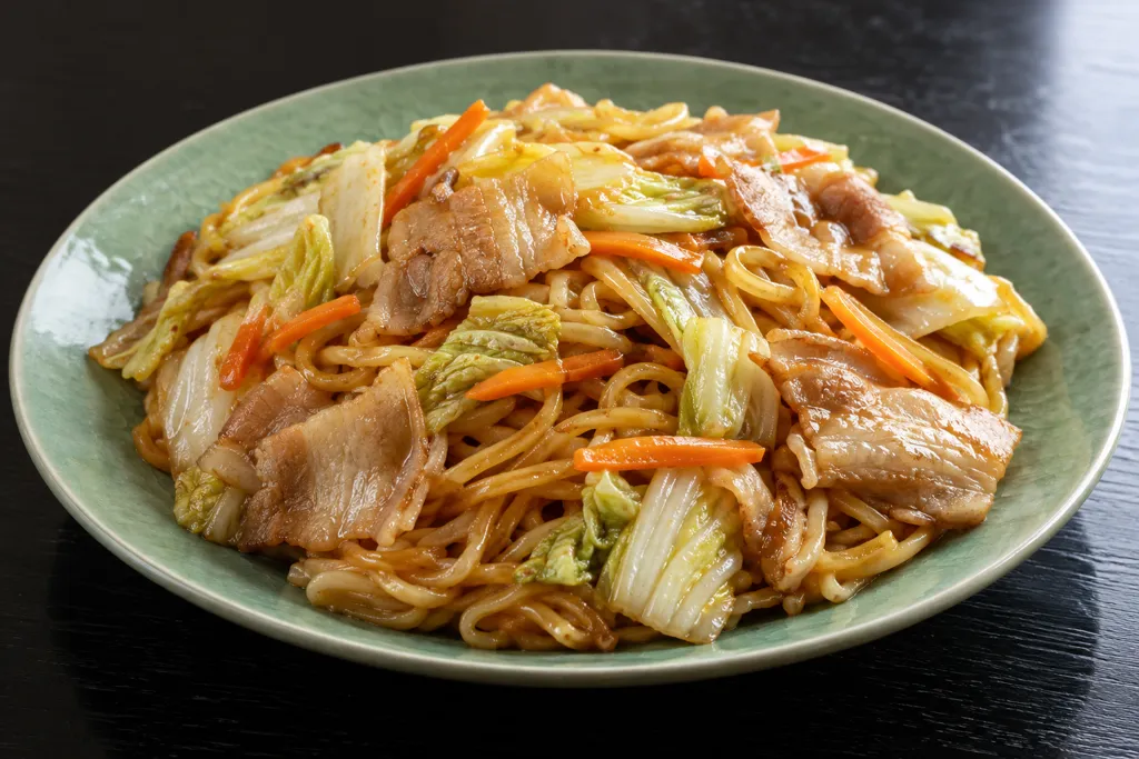 豚バラと白菜の中華焼き麺の完成イメージ
