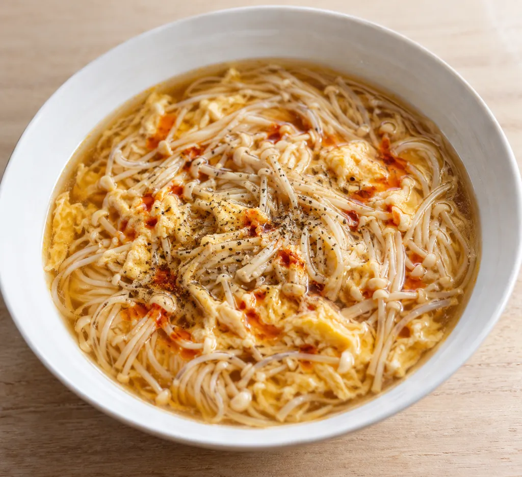 えのきと卵の酸辣湯そうめんの完成イメージ