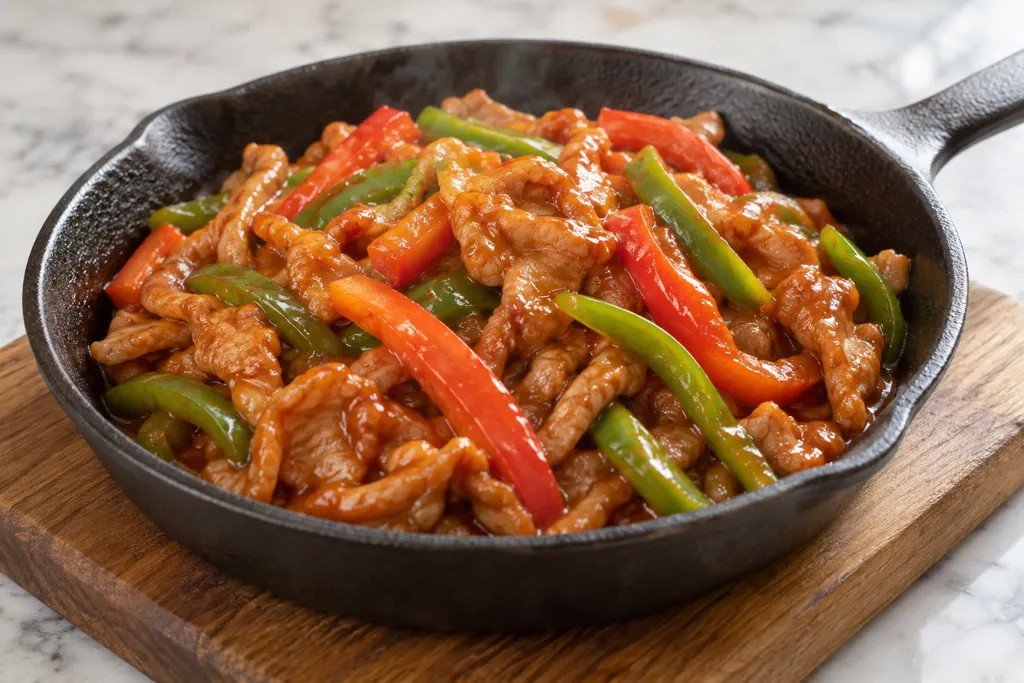 豚肉とパプリカのケチャップ炒めの完成イメージ