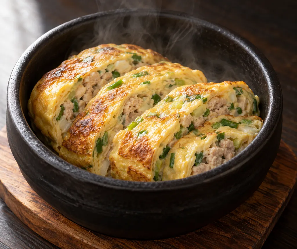 ねぎと鶏ひき肉の韓国卵焼きの完成イメージ