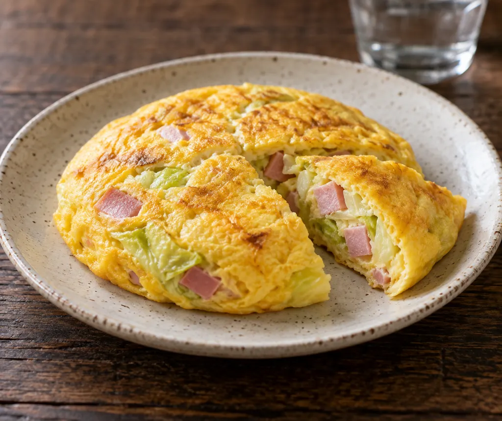 ハムとキャベツのレンジオムレツの完成イメージ