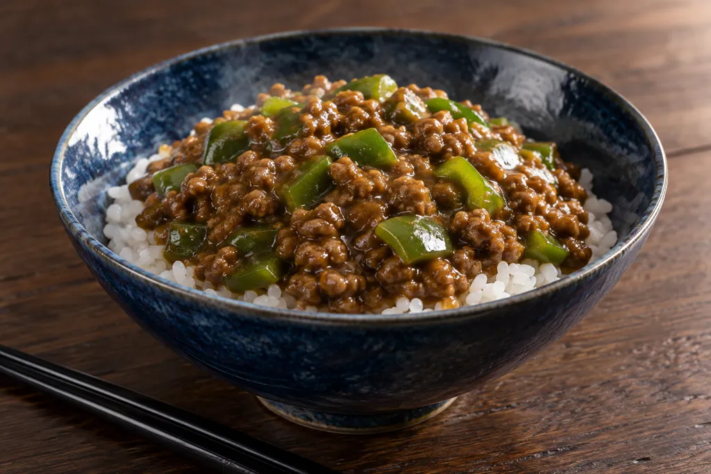 合いびき肉とピーマンの和風そぼろカレーの完成イメージ