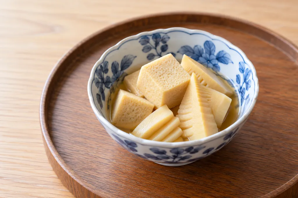 高野豆腐とたけのこの含め煮の完成イメージ