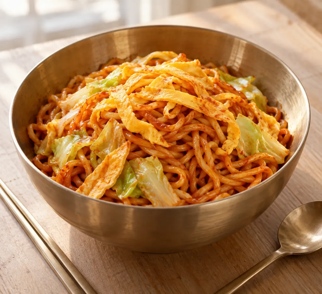 卵とキャベツのビビン麺の完成イメージ