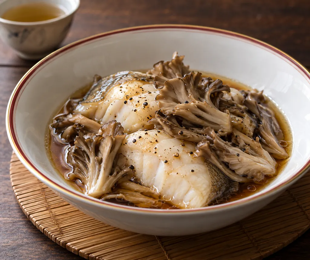 かれいとまいたけの中華蒸しの完成イメージ