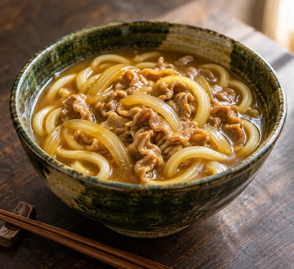 豚こま肉と玉ねぎのカレーうどんの完成イメージ