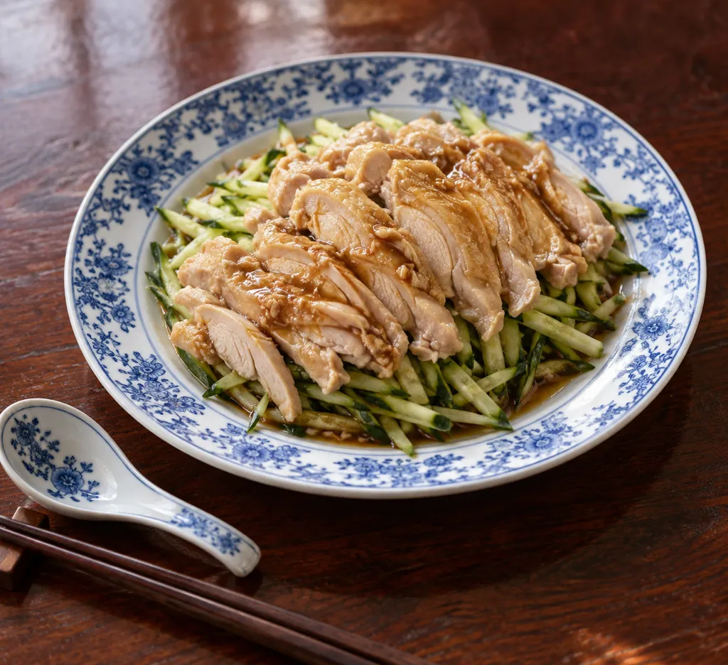 レンジ鶏もも肉ときゅうりの中華蒸し鶏の完成イメージ