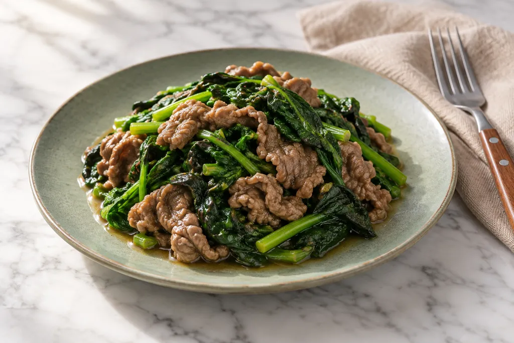 牛肉とほうれん草のコンソメ蒸しの完成イメージ