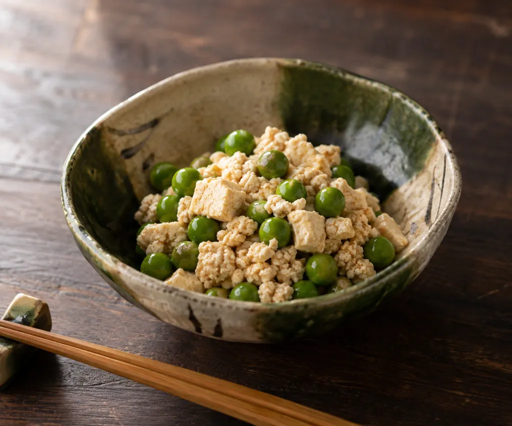 豆腐とグリーンピースのふっくらそぼろの完成イメージ