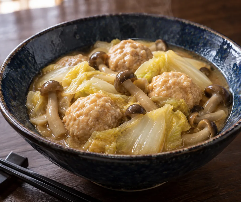 鶏団子と白菜の味噌煮の完成イメージ