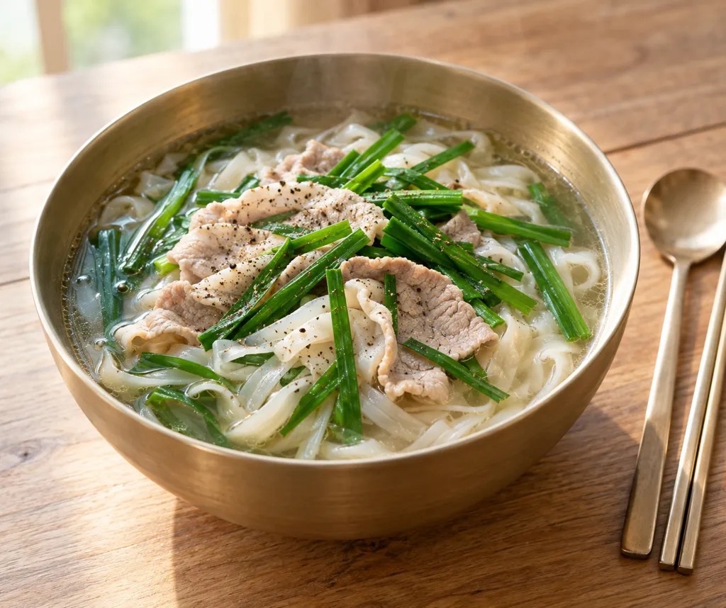 豚ロースとニラのフォー風米麺の完成イメージ