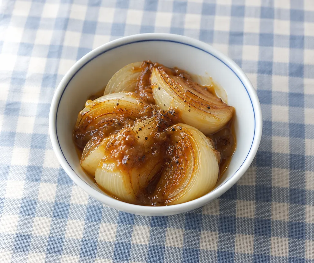玉ねぎの甘味噌だれがけの完成イメージ