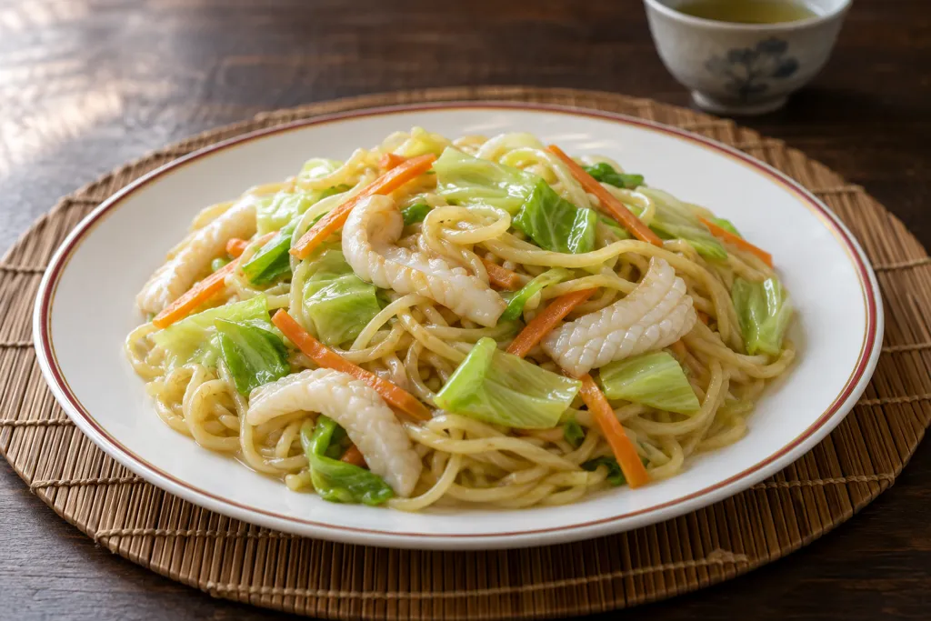 時短いかとキャベツの中華塩麺の完成イメージ