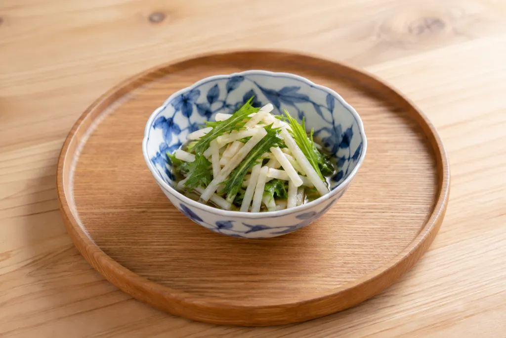 水菜と大根の酢の物の完成イメージ