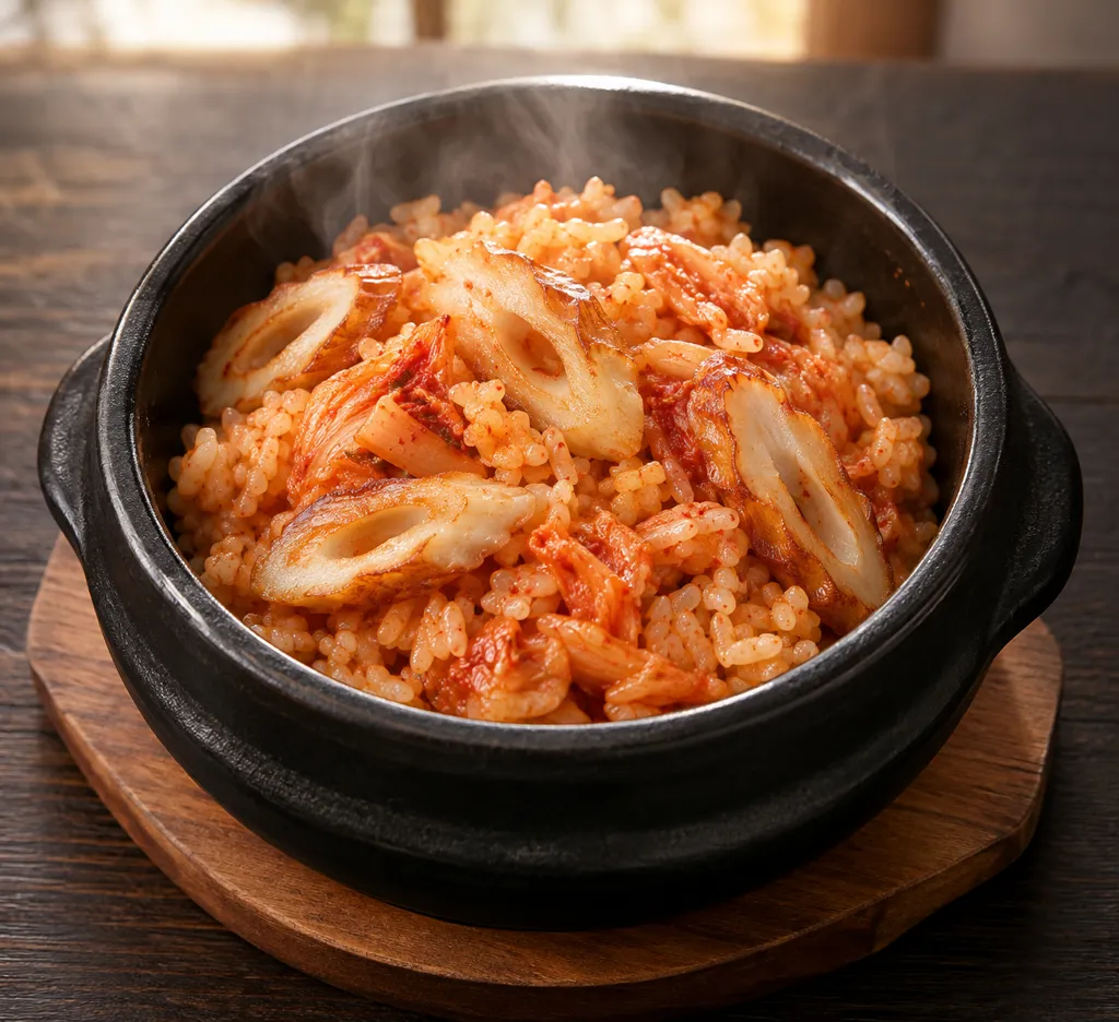 いかとキムチのしょうが炒めごはんの完成イメージ