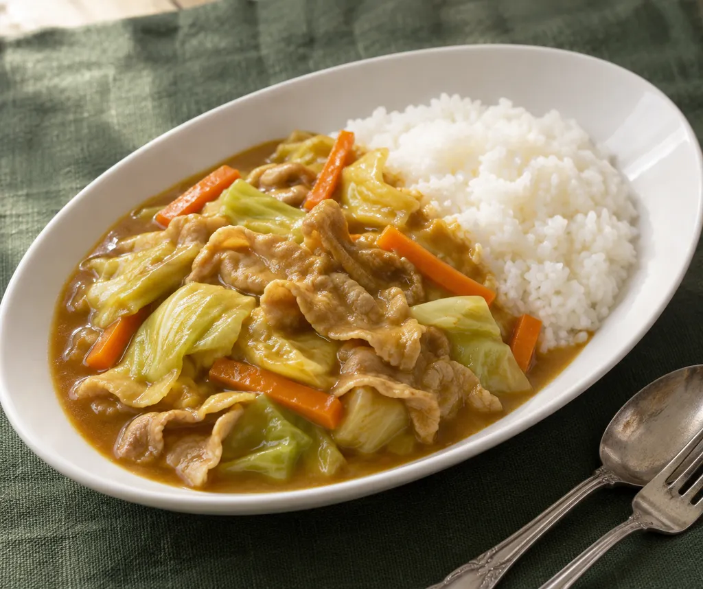 豚バラ肉とキャベツの洋風カレーの完成イメージ