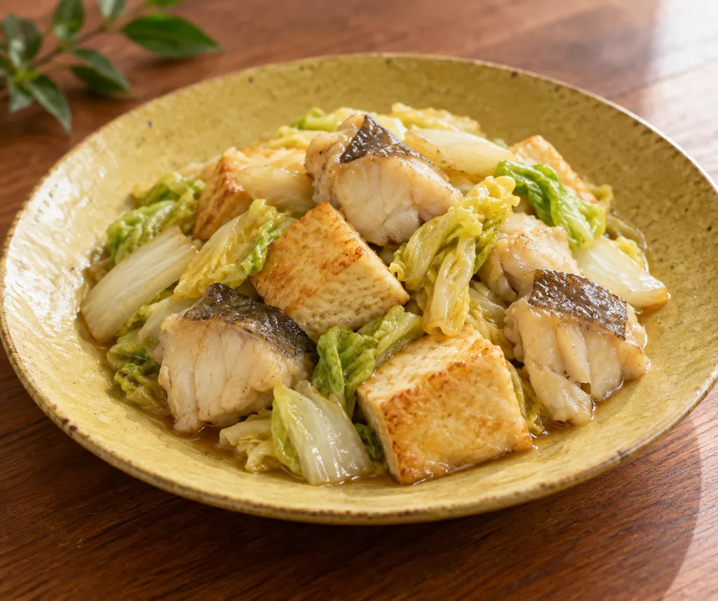 たらと白菜の豆腐炒めの完成イメージ