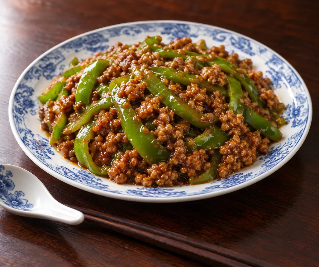 合いびき肉とピーマンの麻婆炒めの完成イメージ