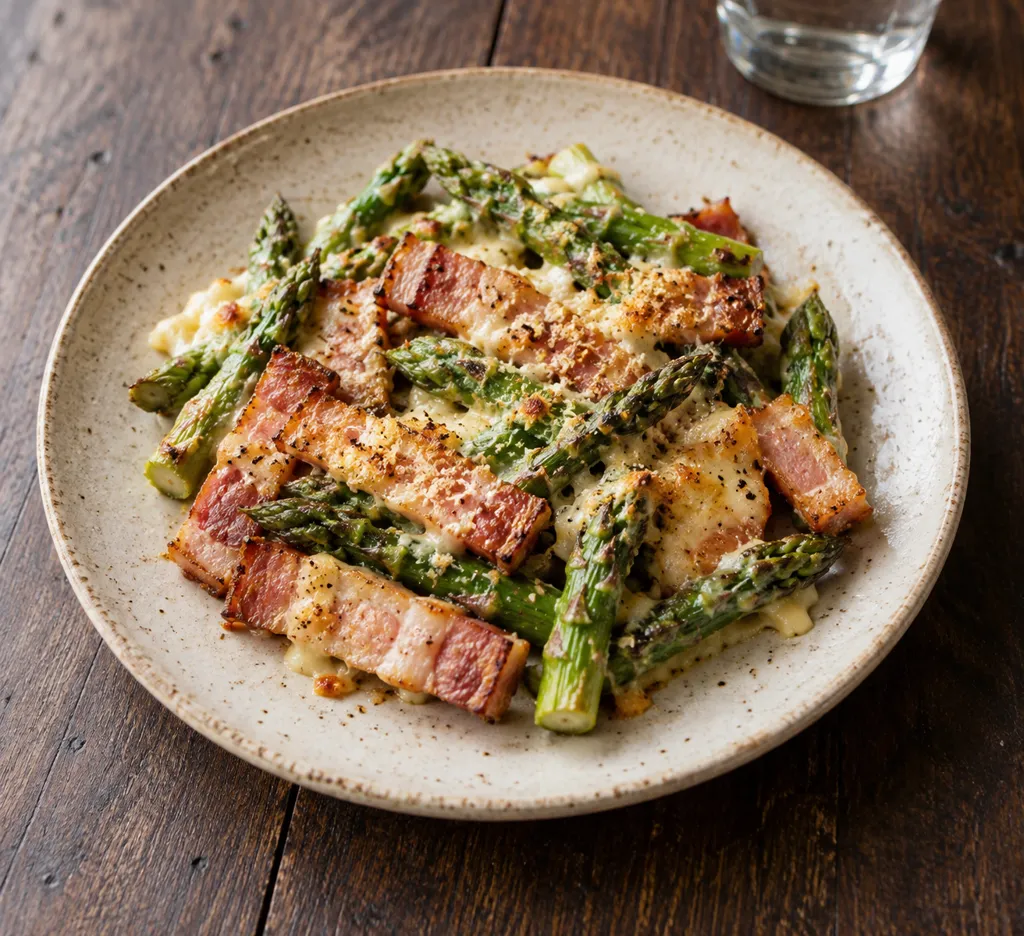 ベーコンとアスパラガスのチーズ焼きの完成イメージ