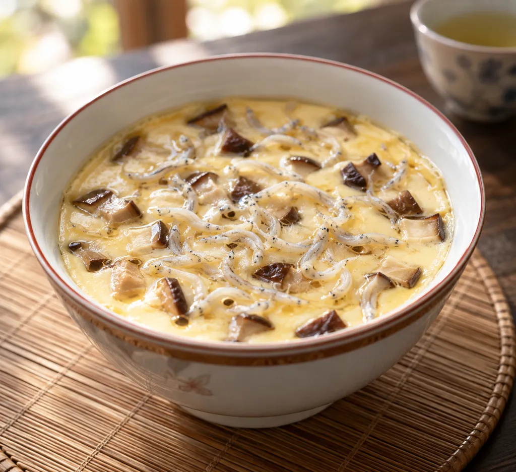 しらすとしいたけの中華茶碗蒸しの完成イメージ