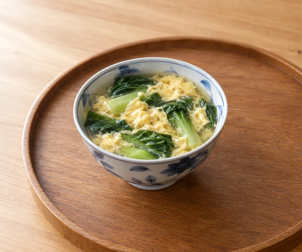 チンゲン菜のかきたま汁の完成イメージ