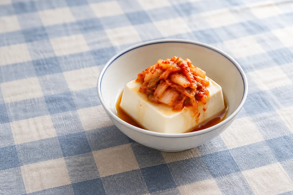 豆腐とキムチの冷ややっこの完成イメージ