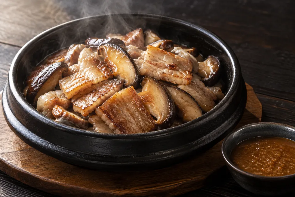 豚バラ肉としいたけのサムギョプサル炒めの完成イメージ