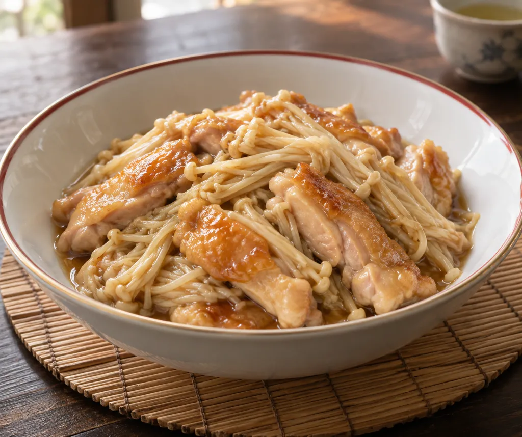 鶏もも肉とえのきの中華レモン鶏の完成イメージ